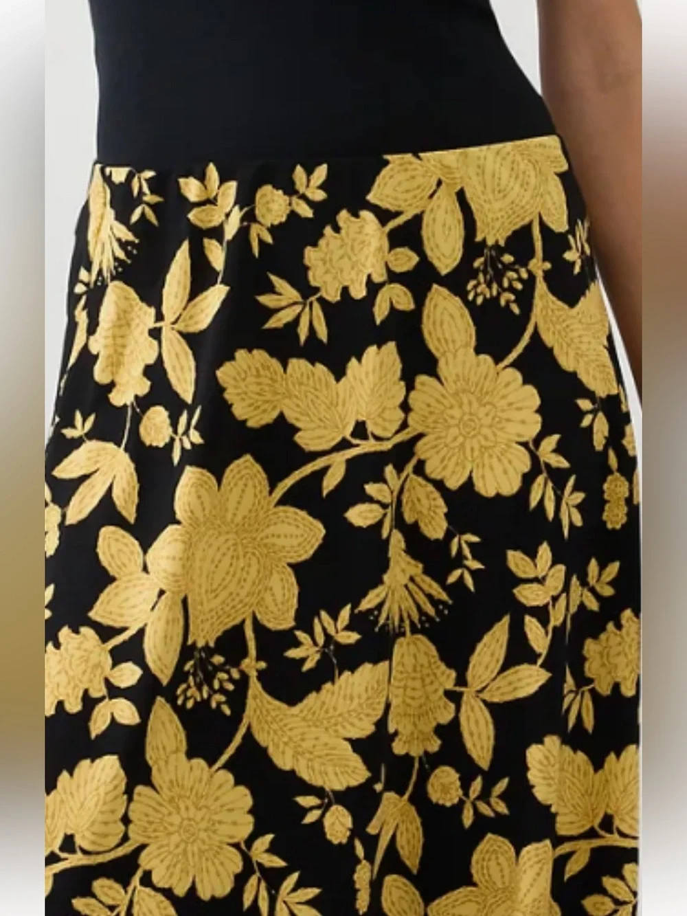 Banana Republic Factory Classic Maxi Skirt Black Floral Botanical Petite Medium